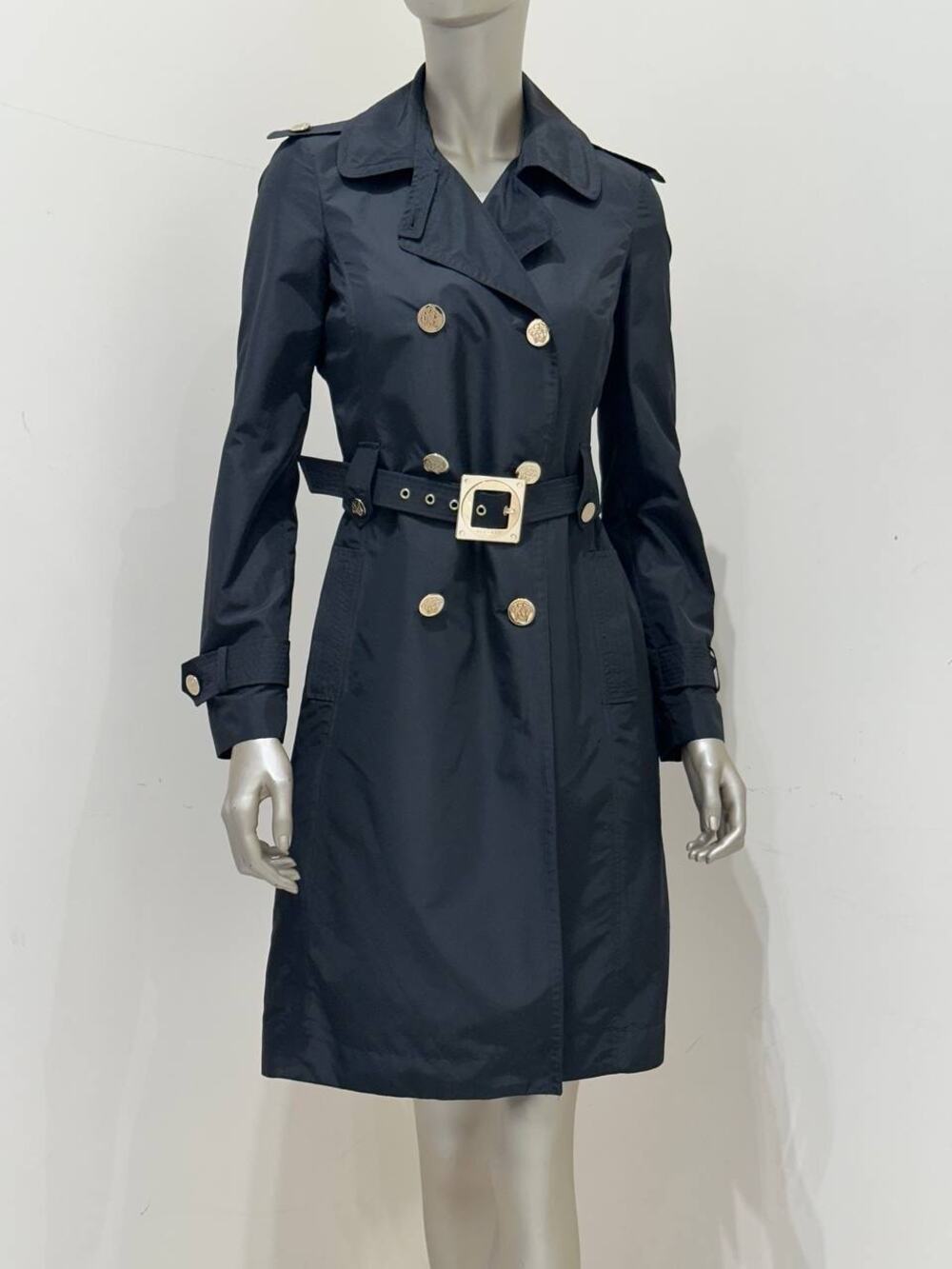 Vintage Versace Black Medusa Trench Coat Sz.40